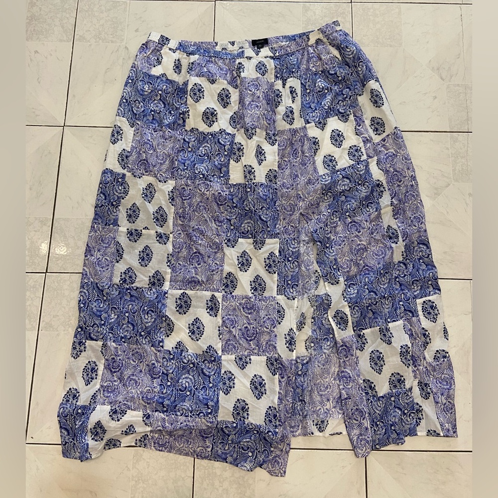 NWT J Crew Blue Patchwork Skirt XL